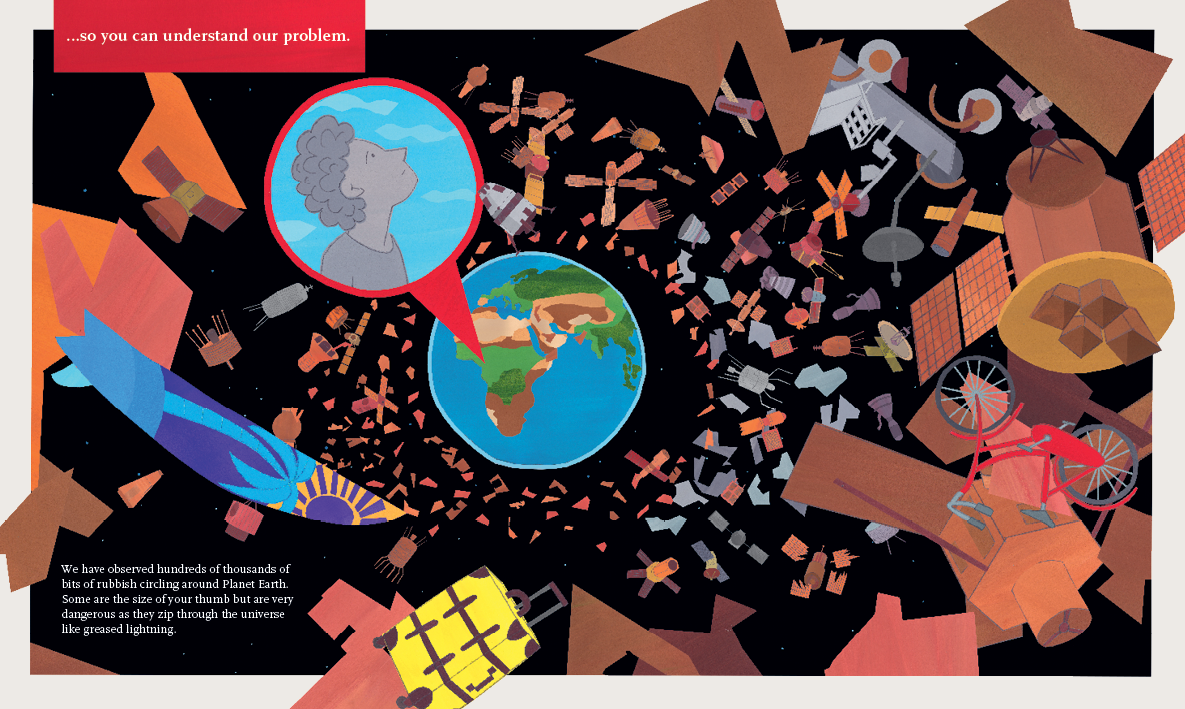 Beyond the Sky – graphic novel by Jan Ciecierski and Joachim Ciecierski – space junk – space debris – book spreads8